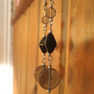 Handmade Smoky Glass + Jet Black Dangle Earrings